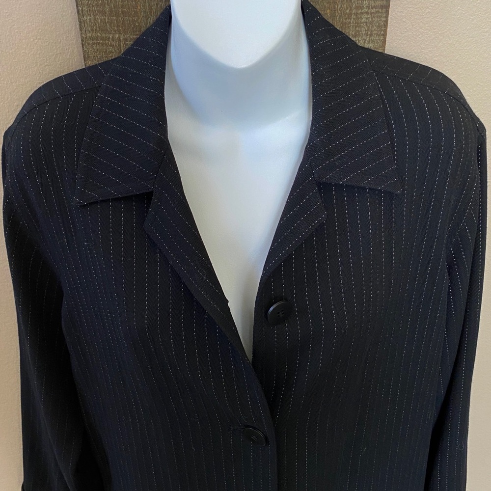 The Works Saks 5th Avenue Vintage Oversized Pinstriped Long Blazer 8